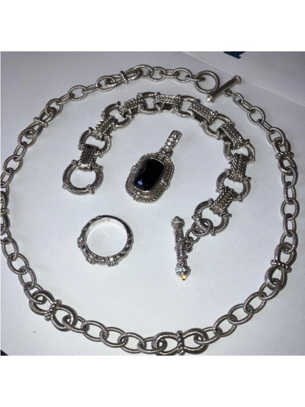 Judith Ripka Sterling Silver 925 Jewelry Toggle Necklace Bracelet Pendant Ring..